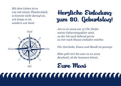 Maritime Einladungskarten Geburtstag