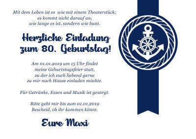 Maritime Einladungskarten Geburtstag