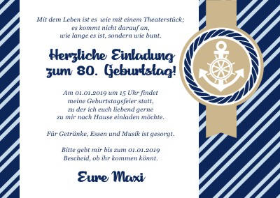 Maritime Einladungskarten Geburtstag