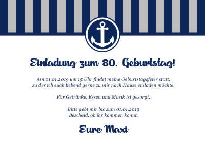 Maritime Einladungskarten Geburtstag