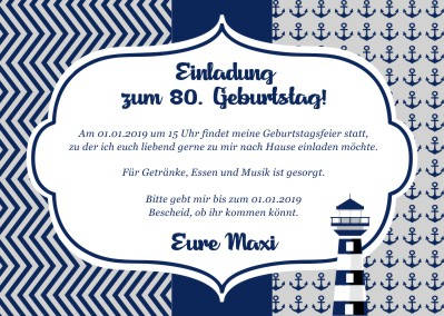 Maritime Einladungskarten Geburtstag