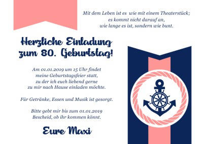 Maritime Einladungskarten Geburtstag