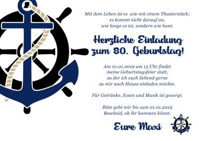 Maritime Einladungskarten Geburtstag